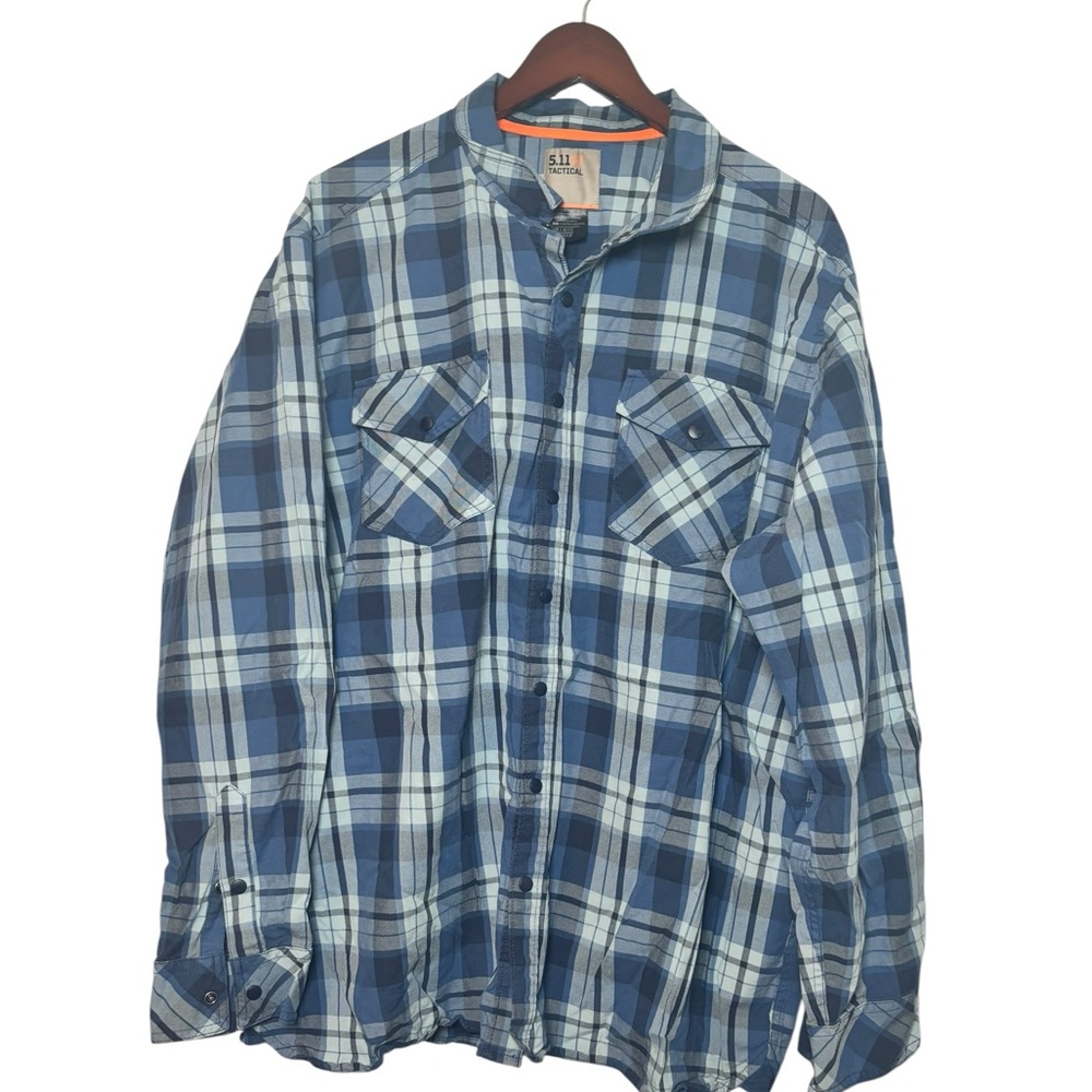 5.11 Tactical Men's Performance Plaid Flannel Shirt Blue plaid pattern Size XXL